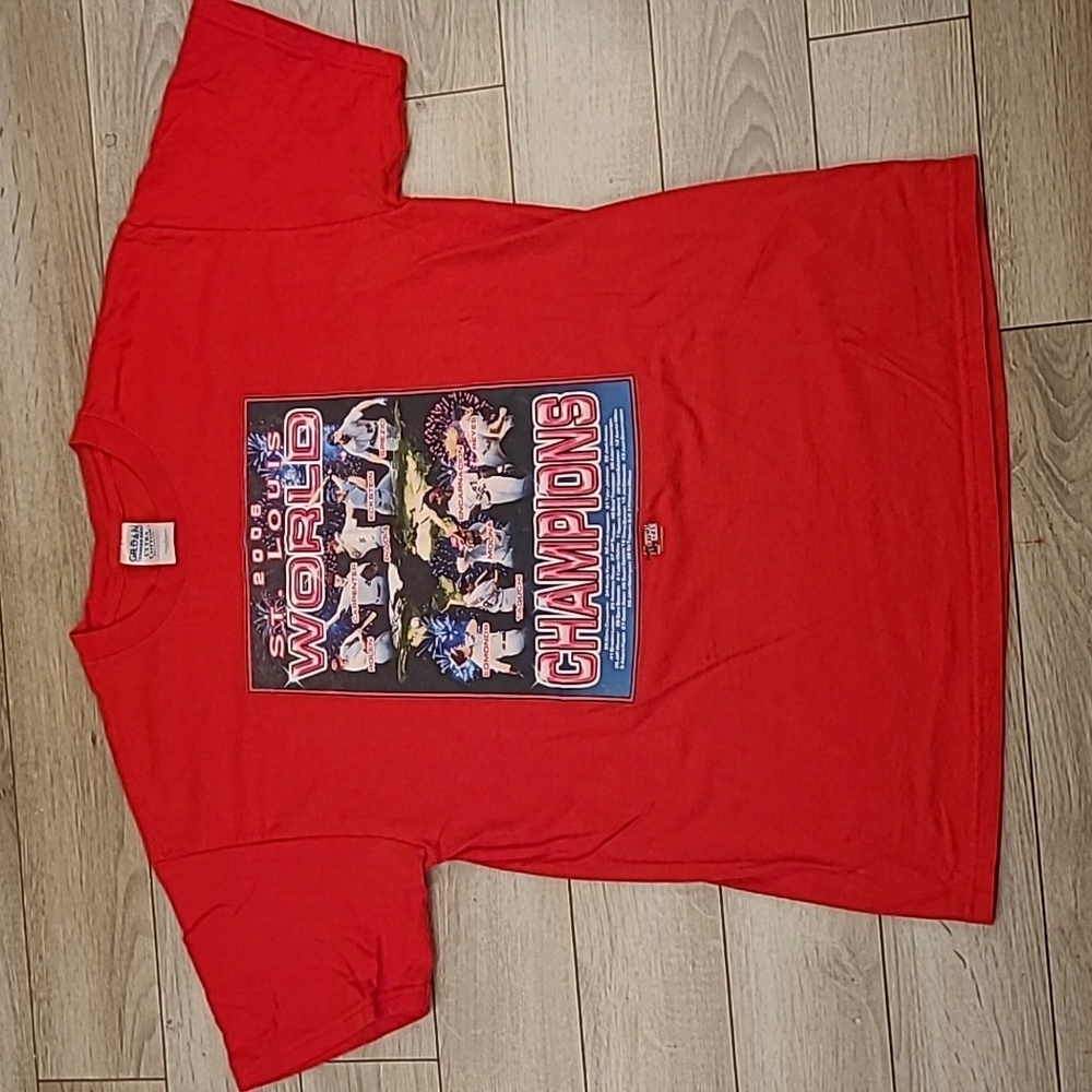 ST LOUIS CARDINALS Red MLB Cotton Gildan Mens Sz L Short Sleeve Shirt RARE Y2K